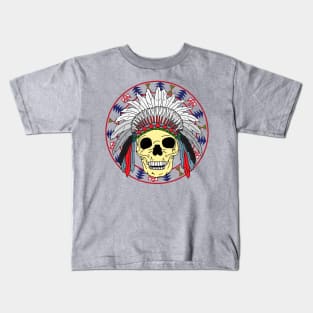 Sioux Native American Indian Skull in Headdress Kids T-Shirt